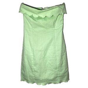 MABLE Women's Small‎ Luidmila Scallop Bodycon Mini Dress Apple Green Strapless